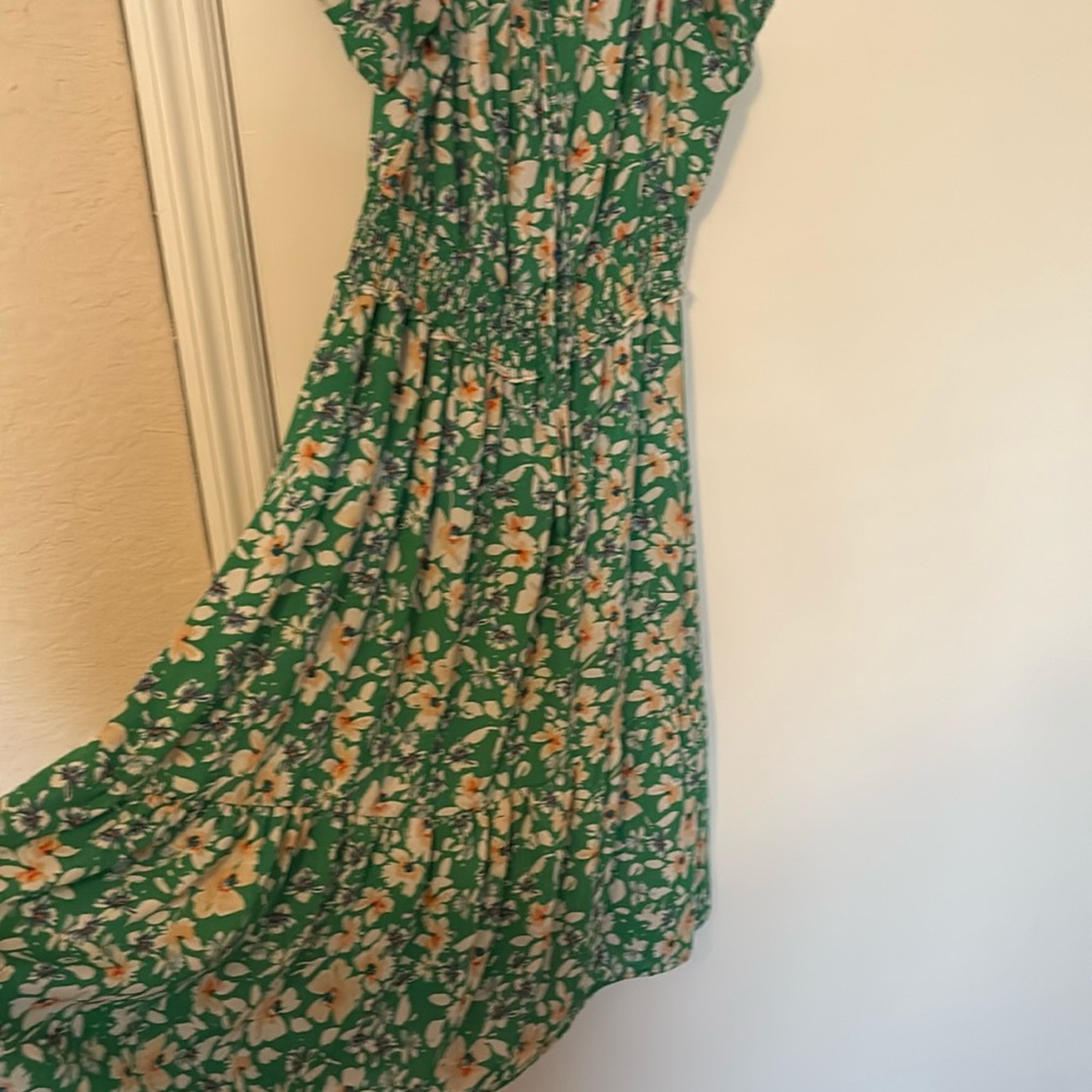 Green floral dress